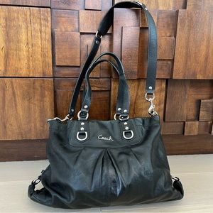 AUTHENTIC COACH F15513 Ashley Leather Black Carryall Tote Handbag Satchel